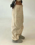 Beige parachute pants