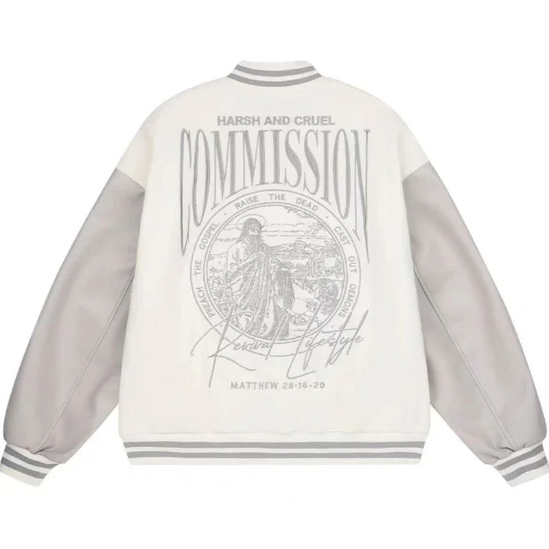 Beige varsity jacket