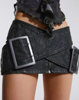 Ultra short leather mini skirt