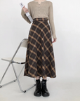 Mid-length checkered skirt