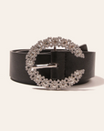 Women's belt with rhinestone buckle