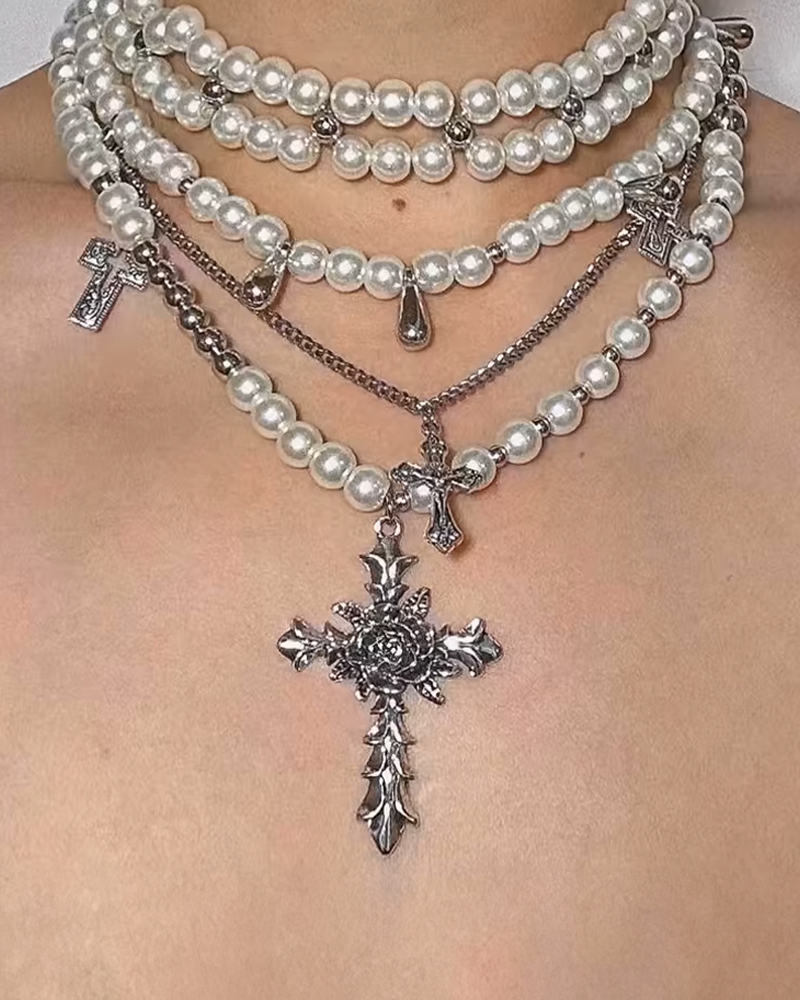 Cross bead necklace