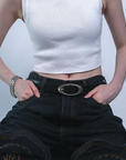 Oval buckle belt