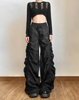 Women's black parachute pants