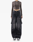 Black cargo jeans for women