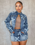 Denim skirt and jacket set