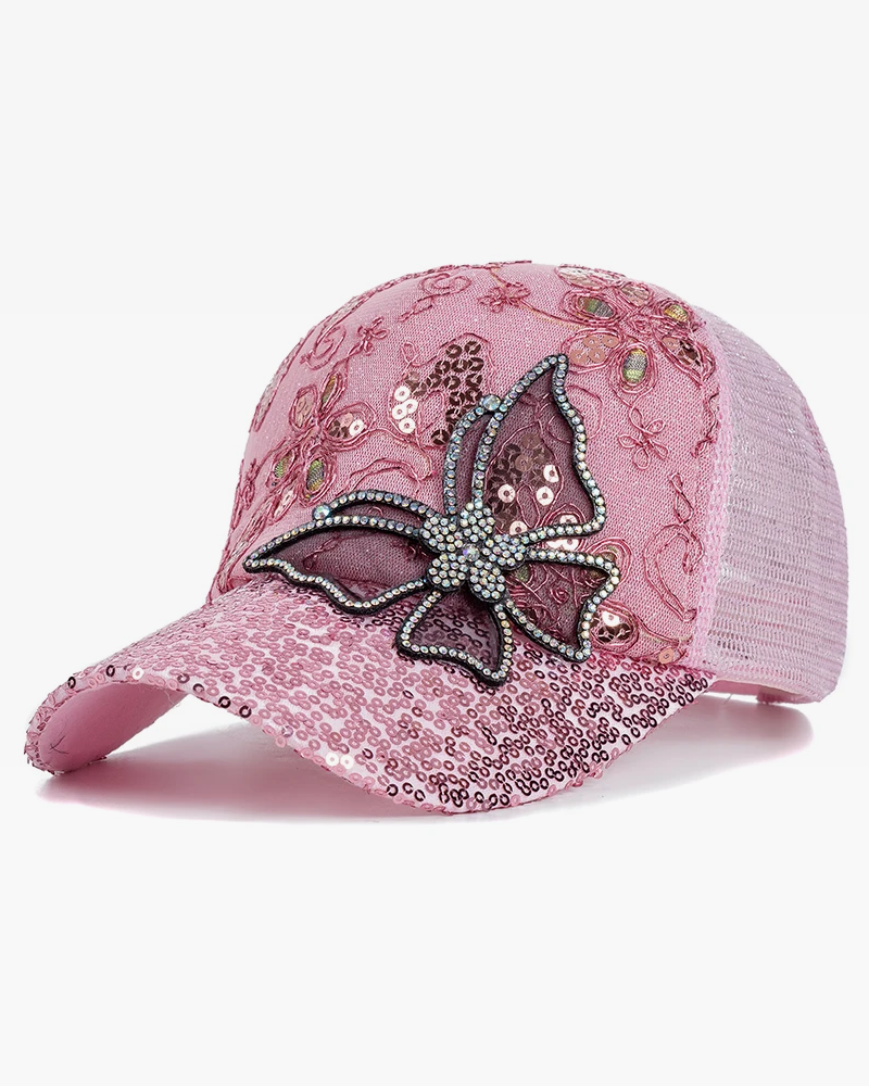 Women&#39;s cap with rhinestones