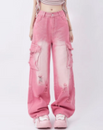 Pink cargo jeans