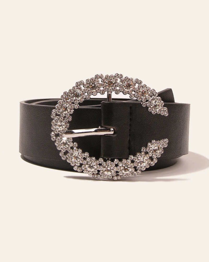 Women&#39;s belt with rhinestone buckle