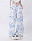 Light blue wide-leg pants