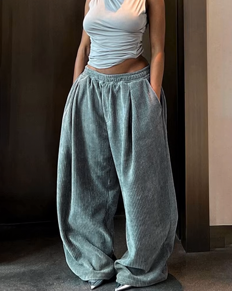 Wide corduroy pants for women