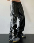 Faux leather jogging pants