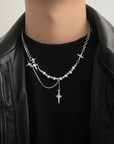 Pearl and Cross Necklace