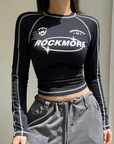 Black long sleeve crop top