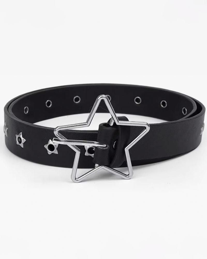 Black leather belt with star