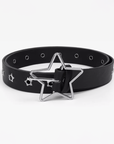 Black leather belt with star