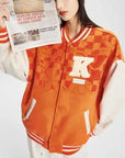 Orange varsity jacket