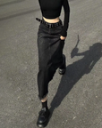 Black denim long skirt