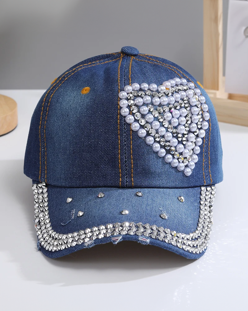 Heart rhinestone cap