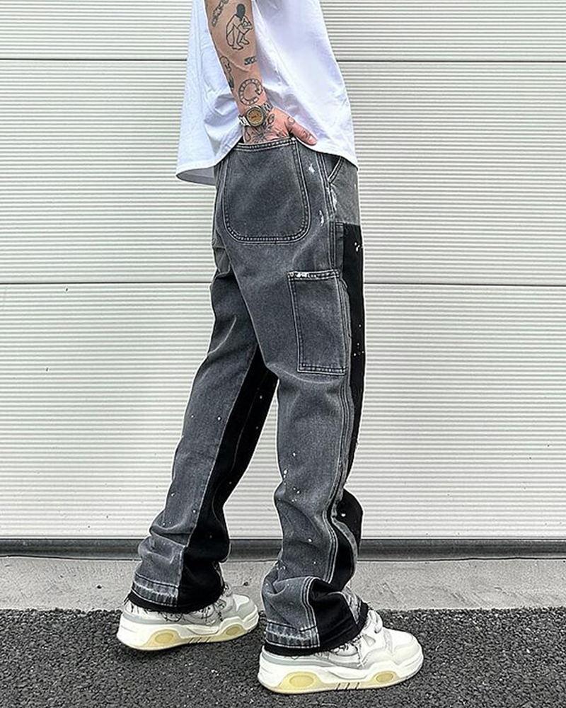 Men&#39;s patchwork jeans