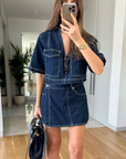 Women's denim skirt and jacket set