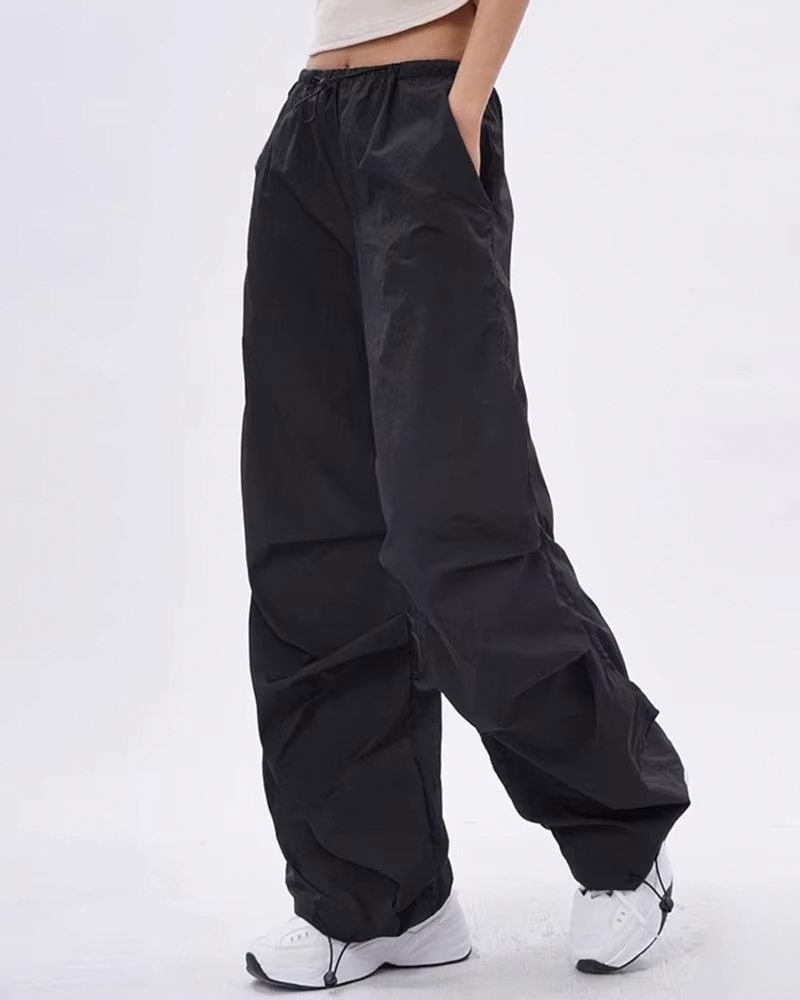 Black parachute pants