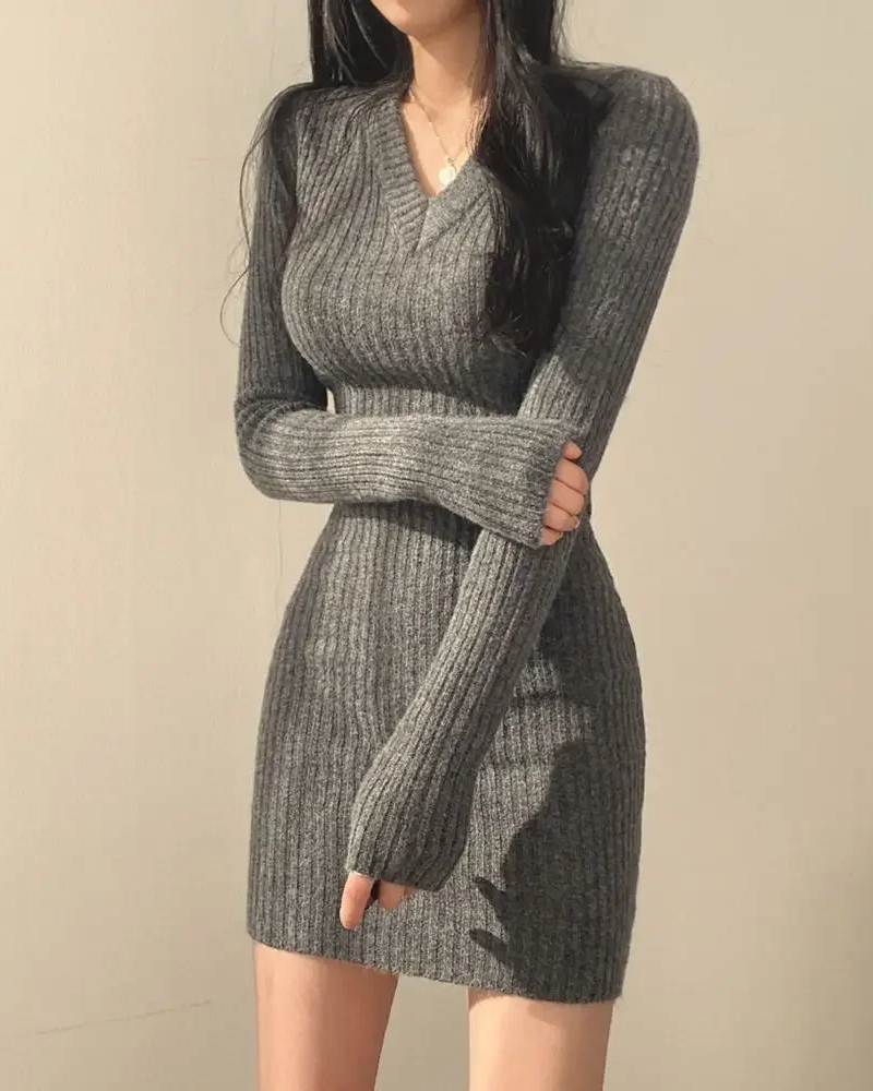 Gray sweater dress