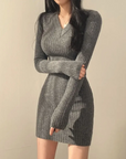 Gray sweater dress