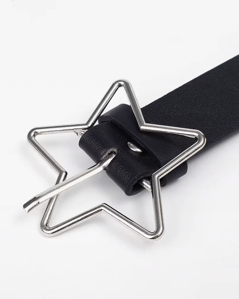 Black leather belt with star