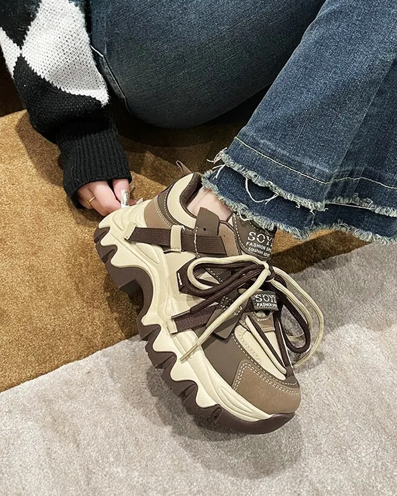 White and brown women&#39;s sneakers