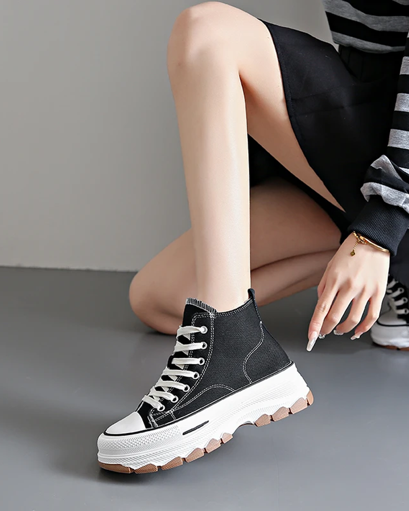 Black and white canvas shoes