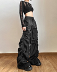 Women's black parachute pants