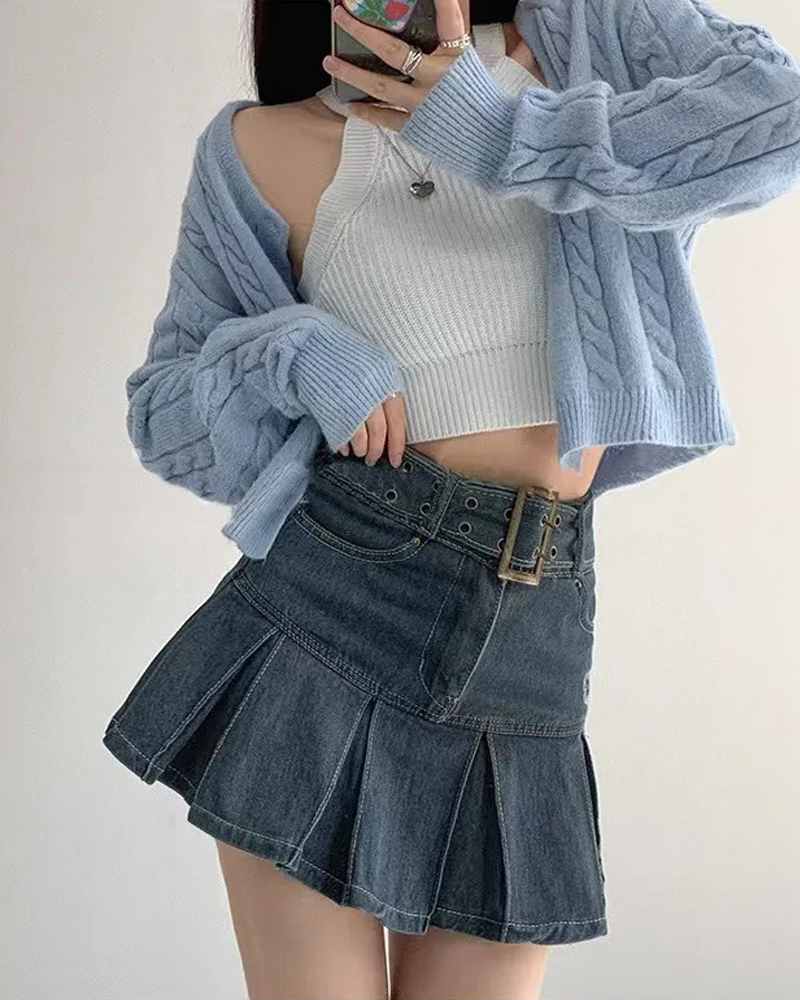 Mini denim skirt