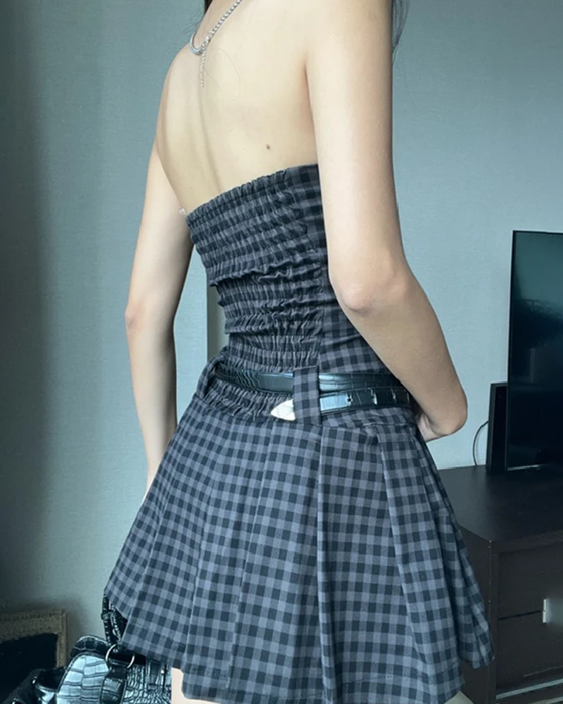 Short vichy check dress