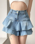 Short denim skirt