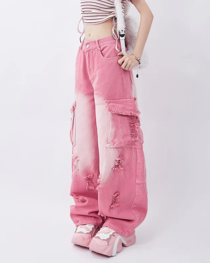 Pink cargo jeans