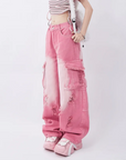 Pink cargo jeans