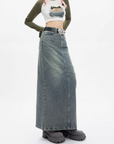 Women's long denim skirt