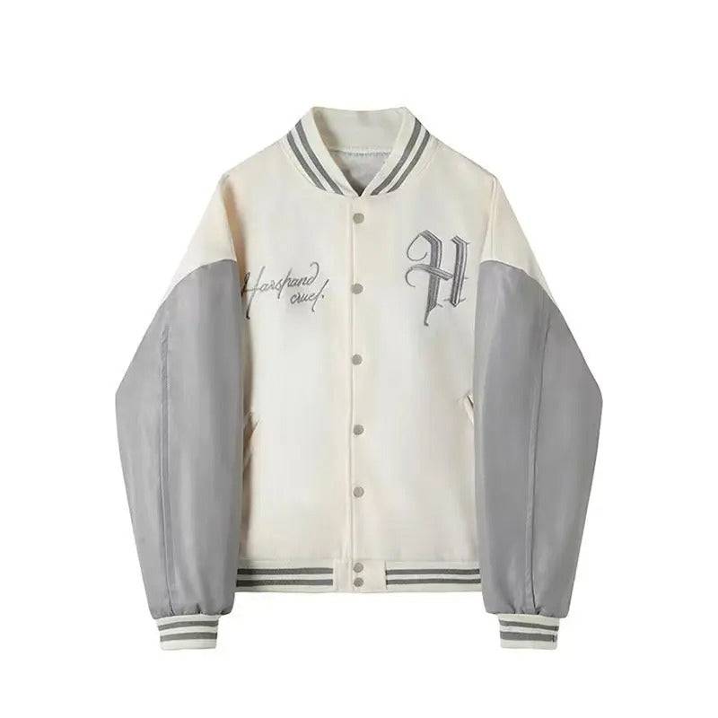 Beige varsity jacket