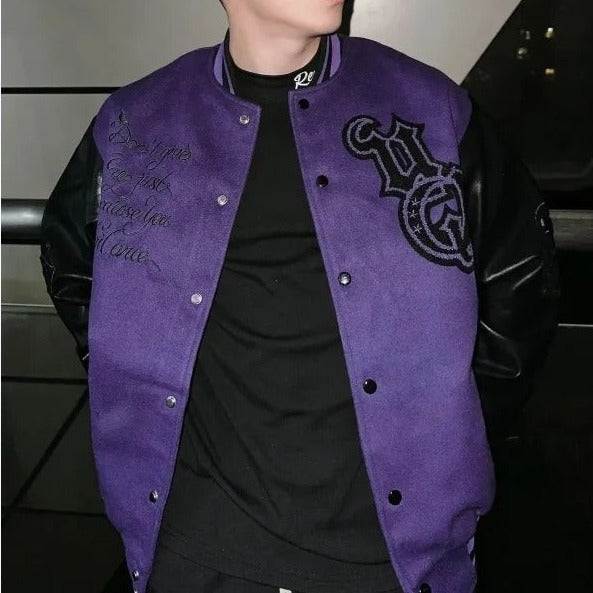 Violet varsity jacket