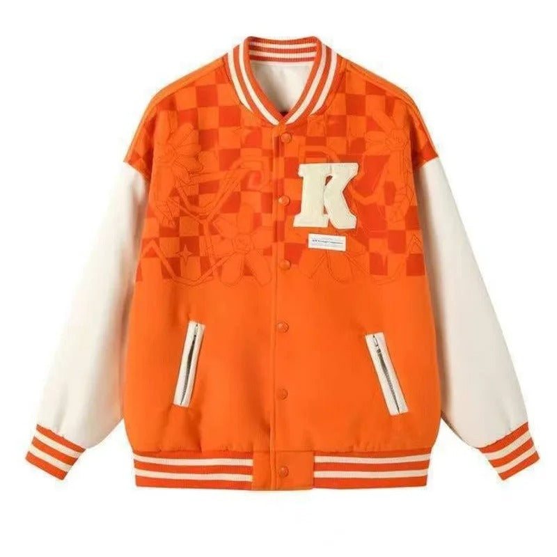 Orange varsity jacket