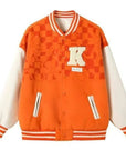 Orange varsity jacket