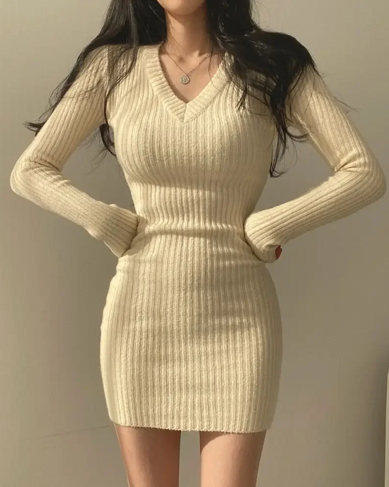 Beige sweater dress