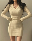 Beige sweater dress