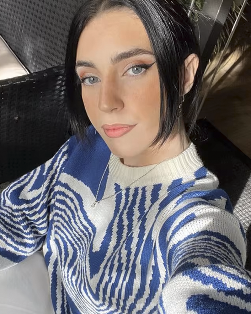 Blue and white sweater