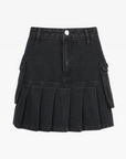 Short black denim skirt