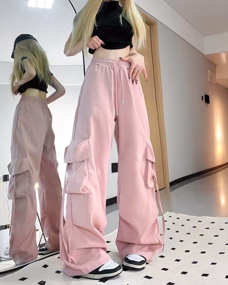 Pink parachute pants