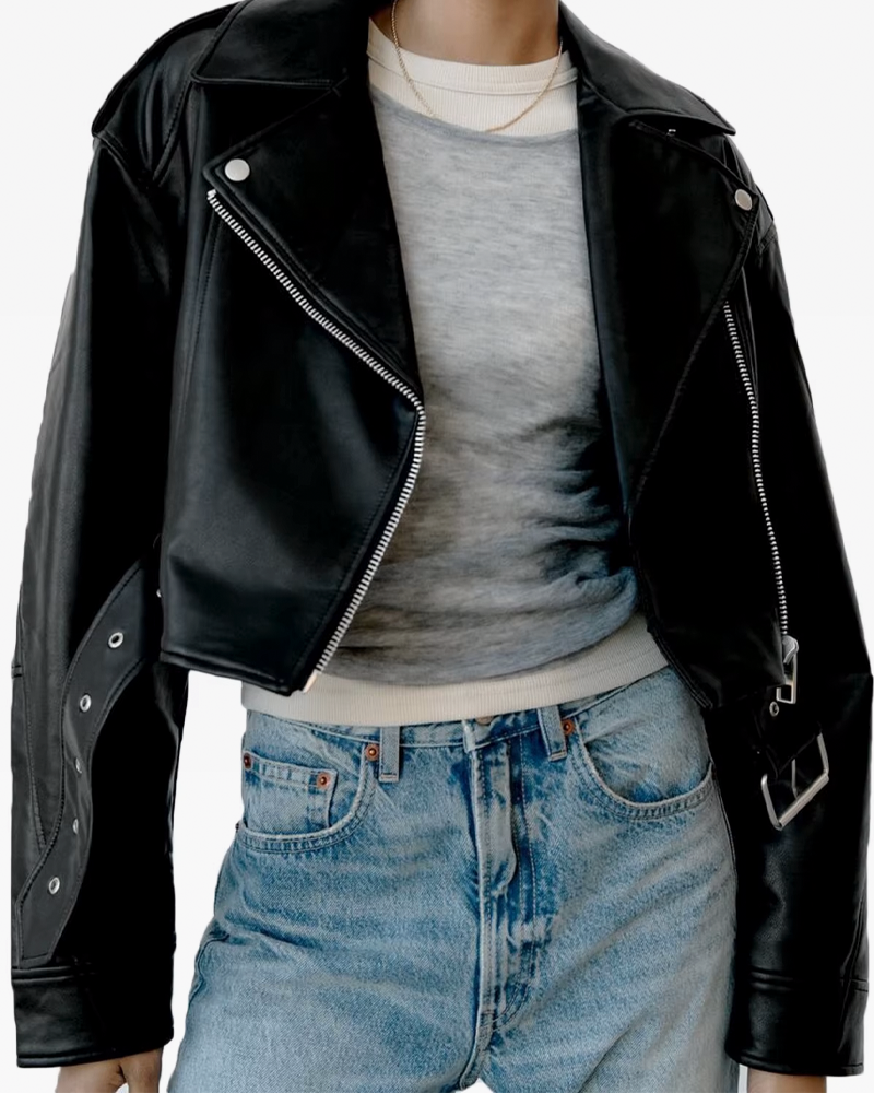 Short leather jacket