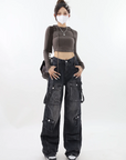 Black cargo jeans for women