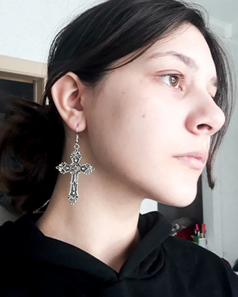 Gothic cross earring